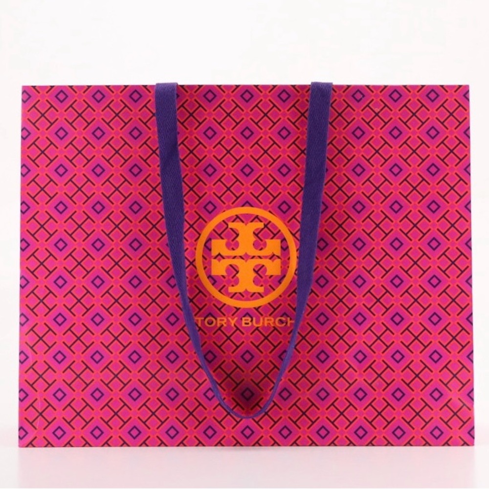 Tory Burch Fuchsia and Violet Geometric Paper Gift Tote Bag